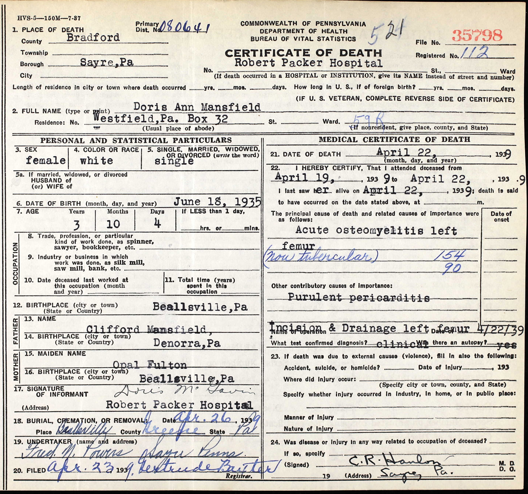 Doris Ann Mansfield